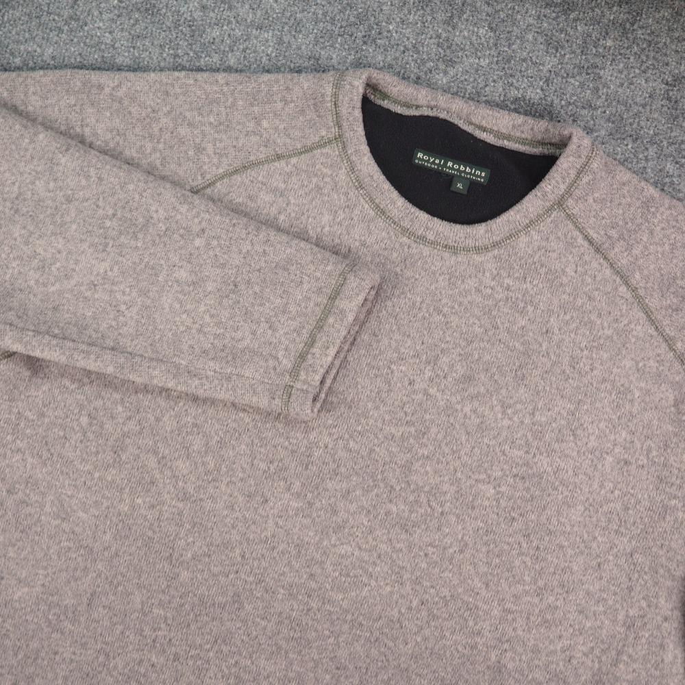 Royal Robbins Sweater Mens XL Fleece Lined Brown Heather Gorpcore Hiking Travel